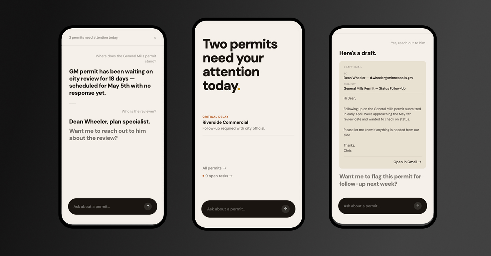 Relay: permit status and chat interface